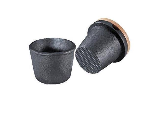 Black Cast Iron Spice Grinding Set with Beech Wood Lid W2558