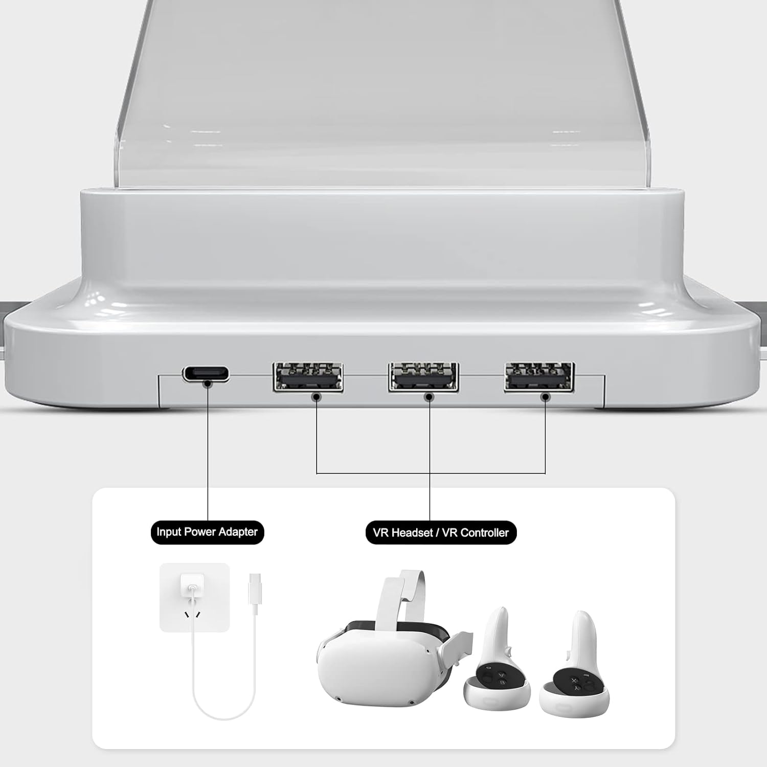 Charging Dock for Oculus Quest 2 Headset and Controllers with LED Lights, Rechargeable Batteries and Charger Cable Pack of 2 V19918
