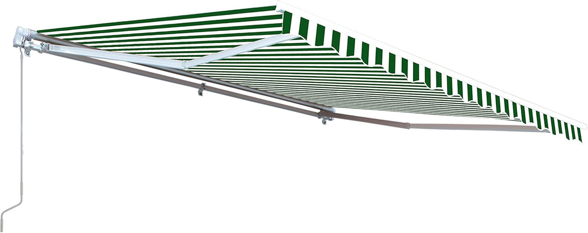 Green and White Striped Retractable Awning Fabric Replacement 13 x 10 Feet Pack of 2 C61460
