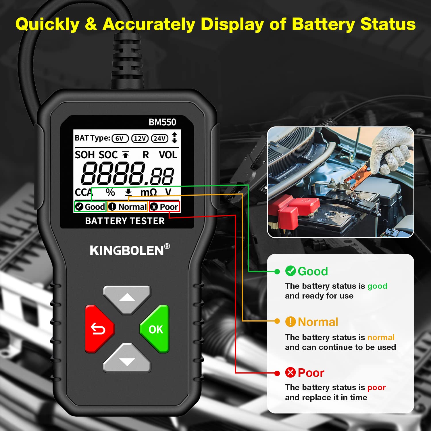 6V 12V 24V Car Battery Tester G238