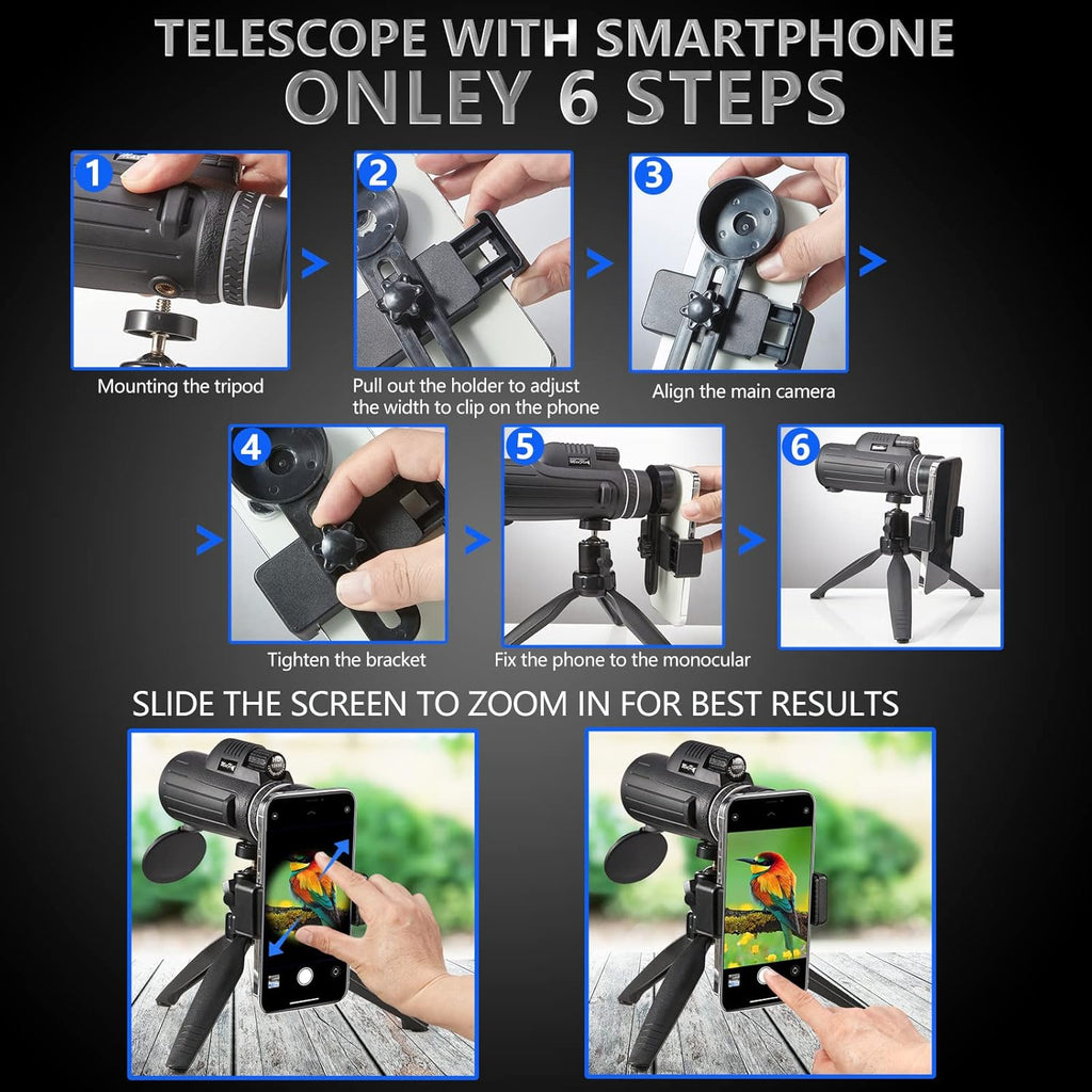 12x55 High Definition Monocular Telescope with Smartphone Holder G341399