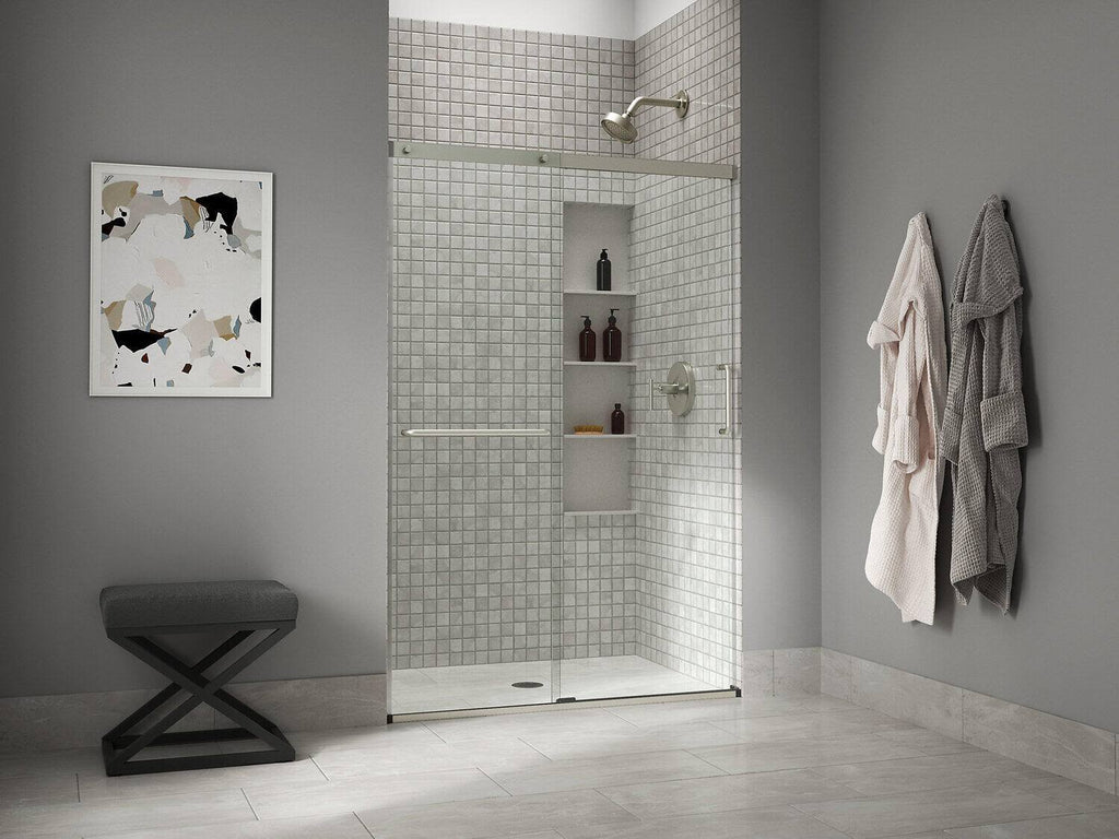 Tall Sliding Shower Door with Crystal Clear Glass B85456