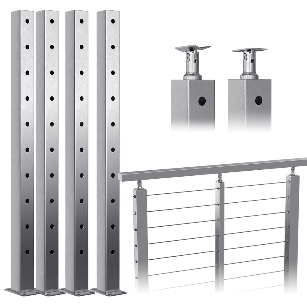 4pack Stainless Steel Brushed Cable Railing Post W2100