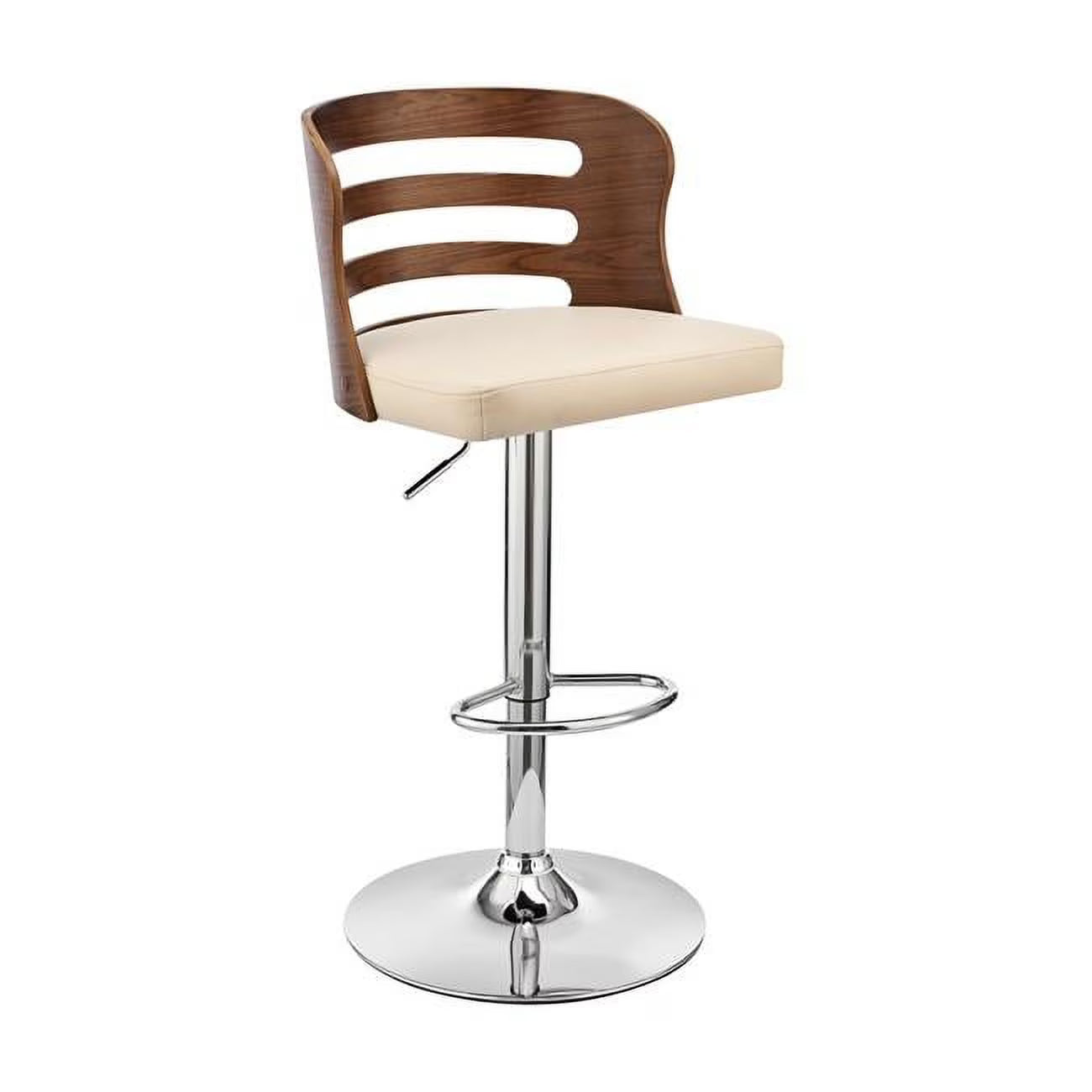Cream Upholstered Chrome Base Adjustable Swivel Bar Stool P843