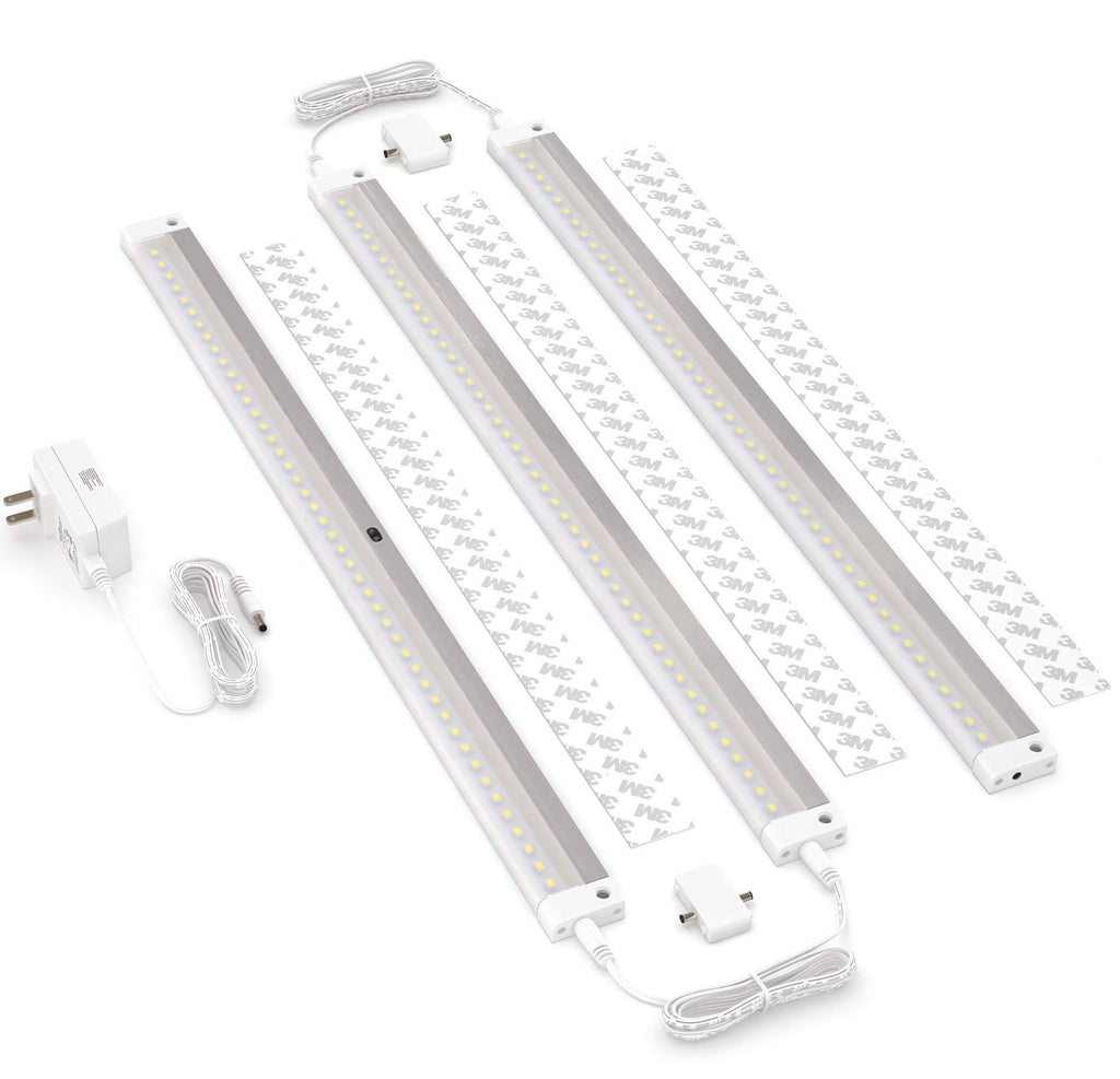 White Finish 3 Extra Long 20 inch Panels LED Dimmable Under Cabinet Lighting Kit D973