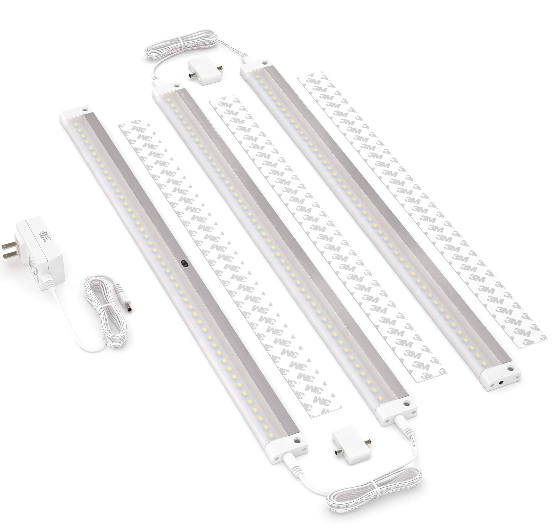 White Finish 3 Extra Long 20 inch Panels LED Dimmable Under Cabinet Lighting Kit D973