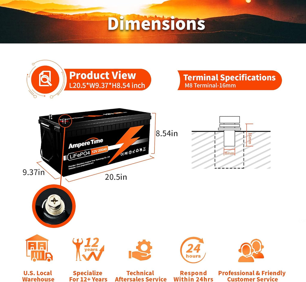 12V 200Ah Lithium Iron LiFePO4 Deep Cycle Battery with 100A BMS E618672