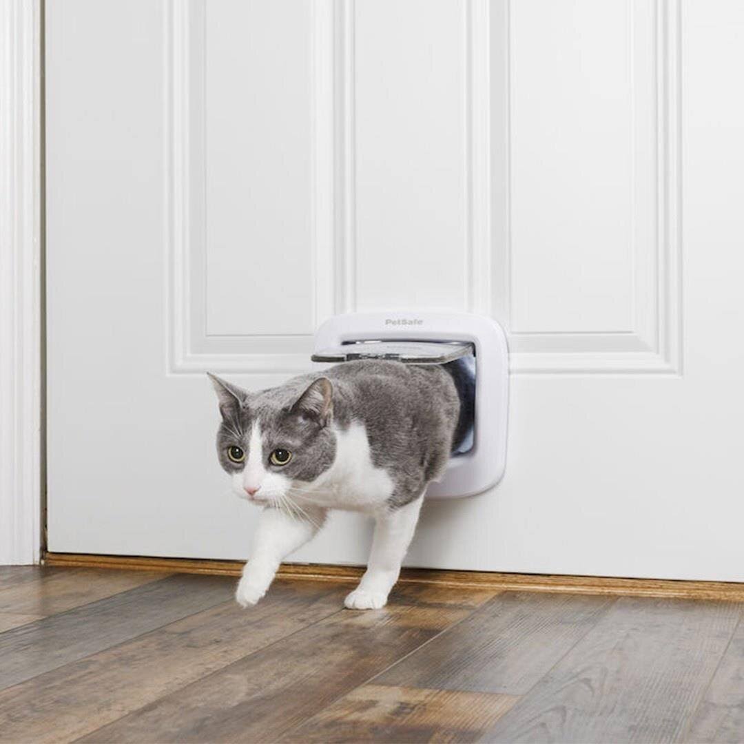 White 4 Way Locking Cat Flap O221