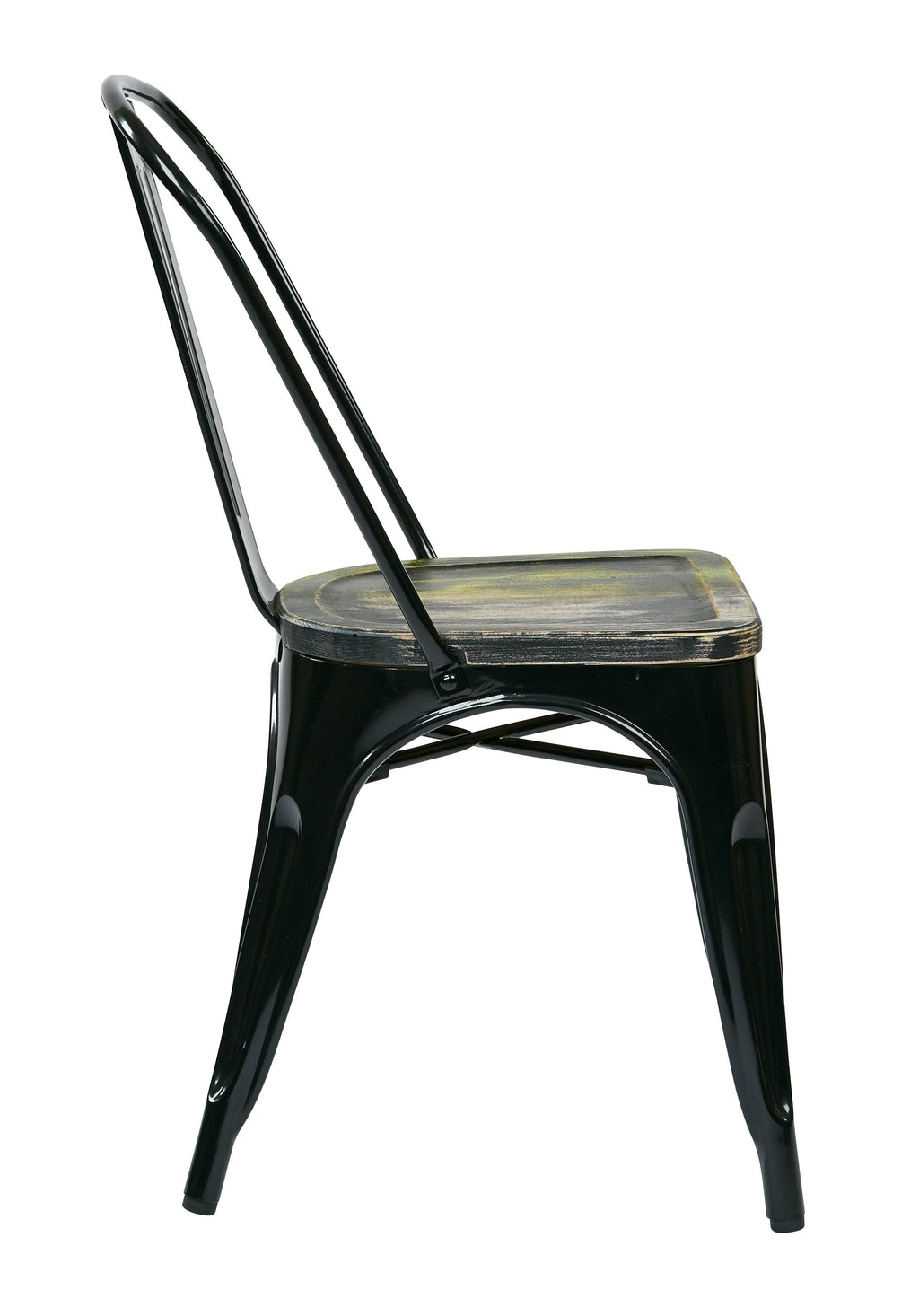 Black Metal Chair with Wood Seat - Set of 2 G91207