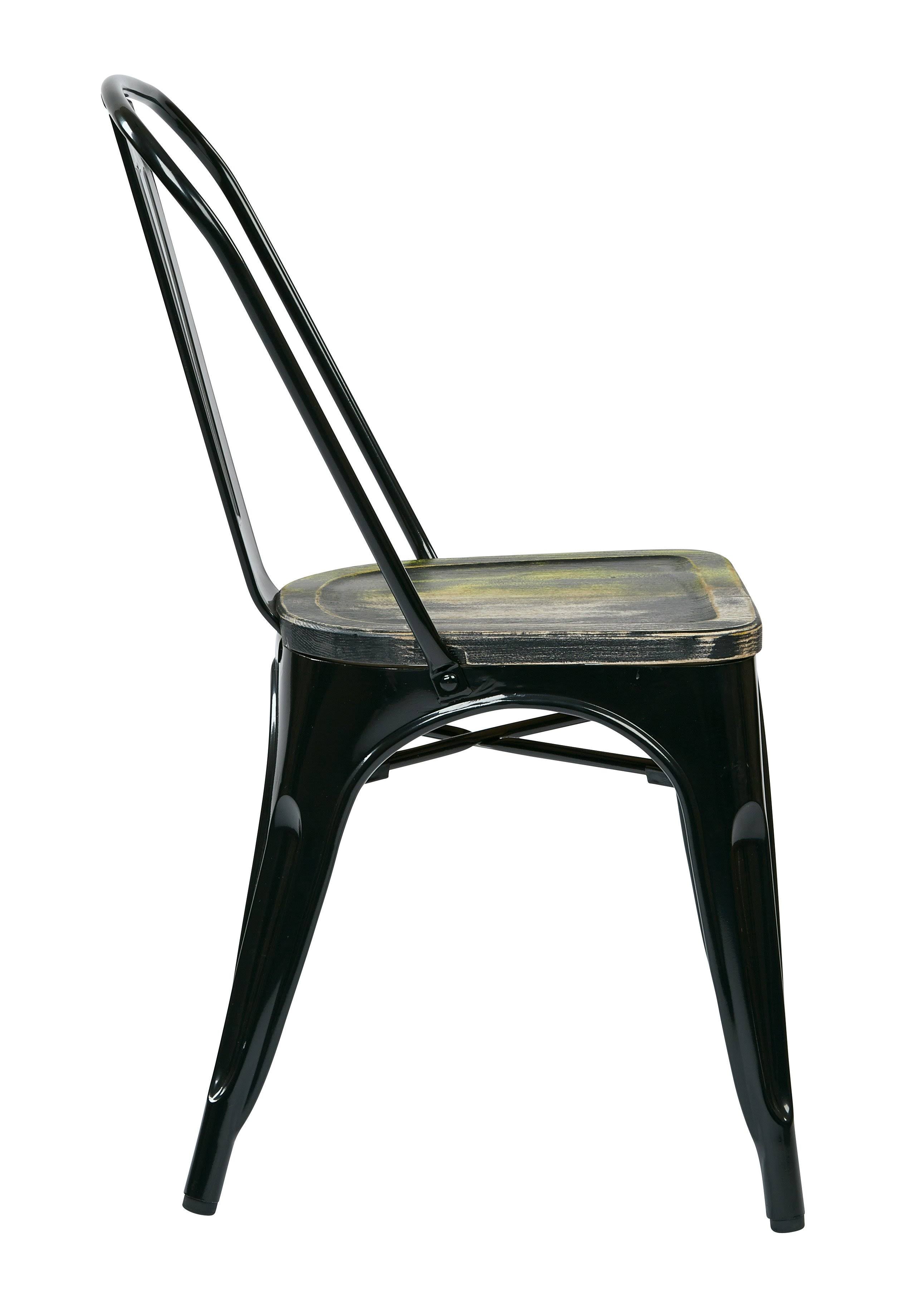 Black Metal Chair with Wood Seat - Set of 2 G91207