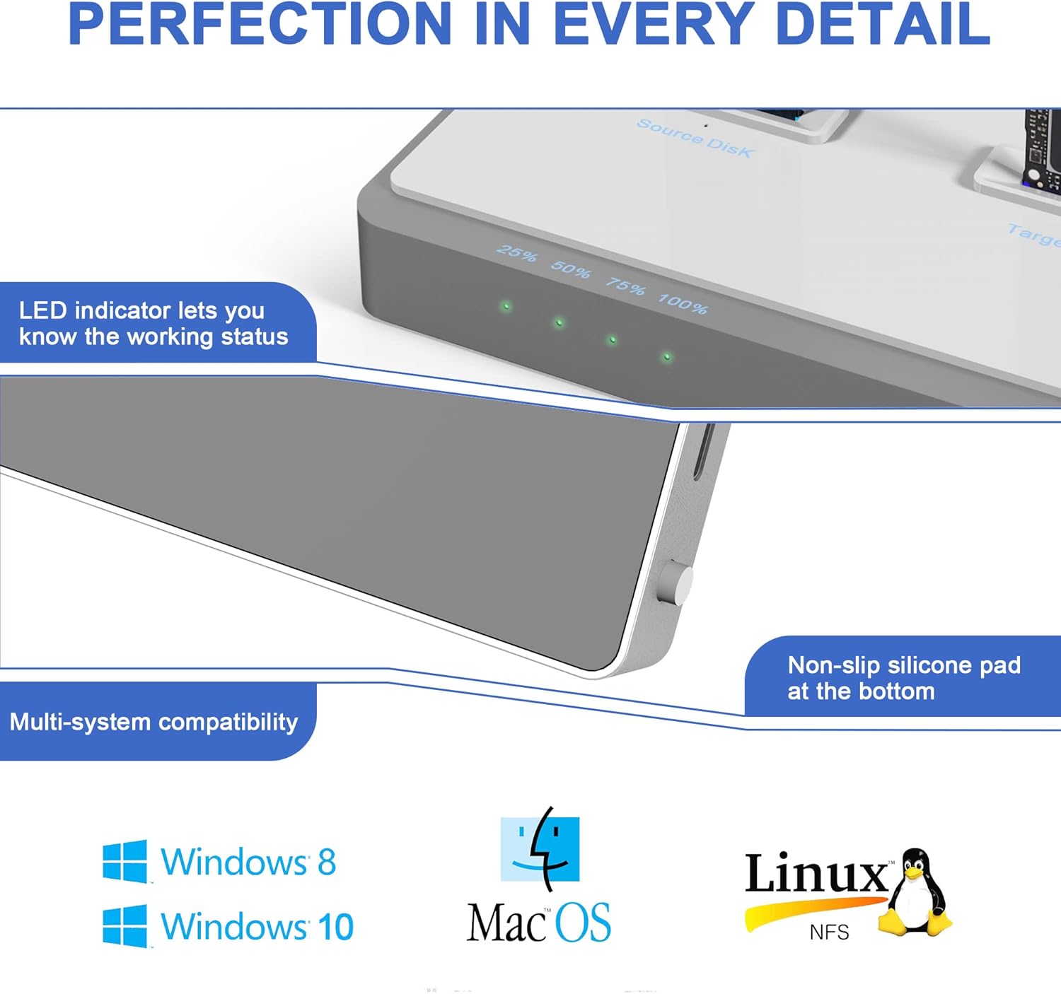 M.2 NVMe Dual-Bay Docking Station with Offline Clone Function Z8740