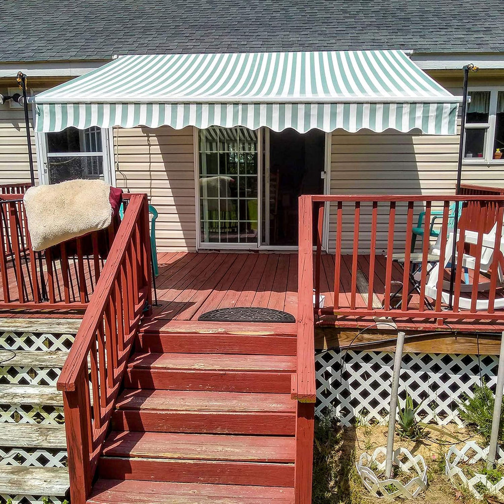 Green and White Striped Retractable Awning Fabric Replacement 13 x 10 Feet Pack of 2 C61460