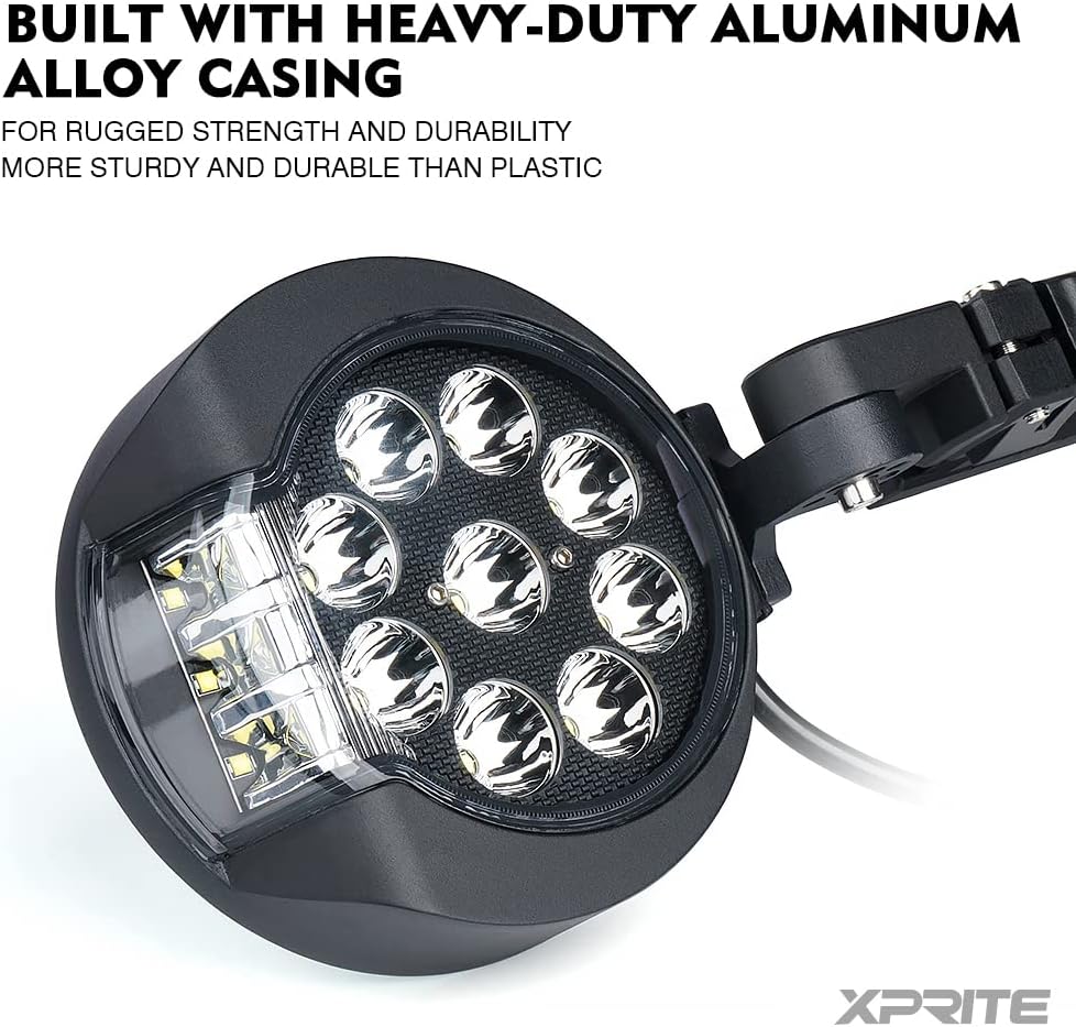 Round Aluminum Rear View Mirror with LED Spot Lights for Roll Cage Bar Q1833