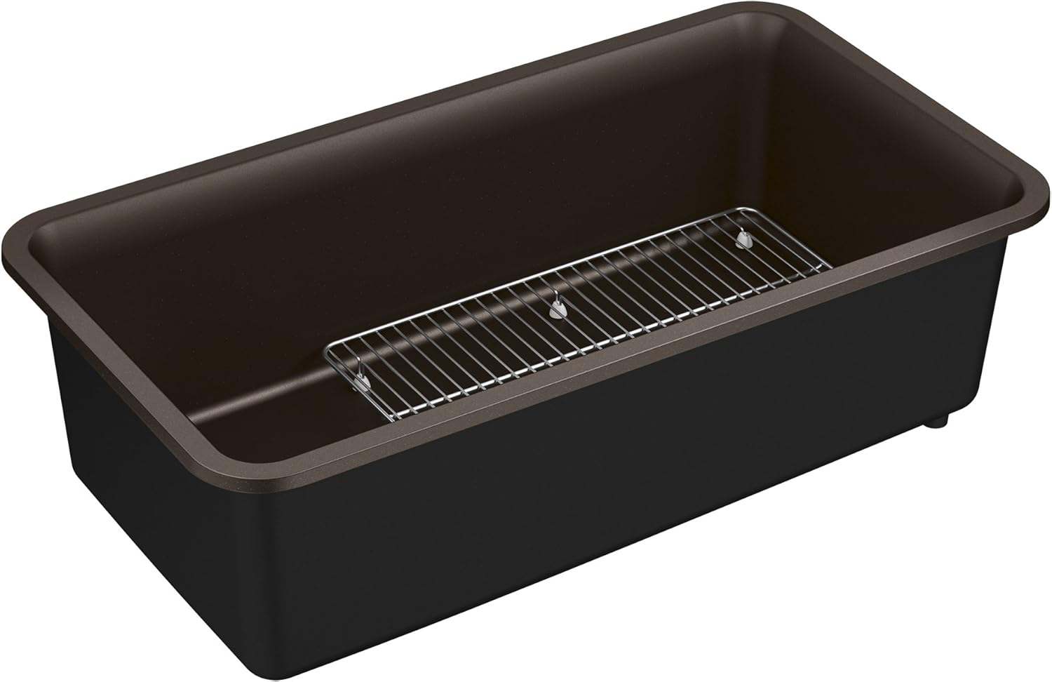 Under-Mount Single-Bowl Kitchen Sink with Basin Rack, Matte Brown J6319