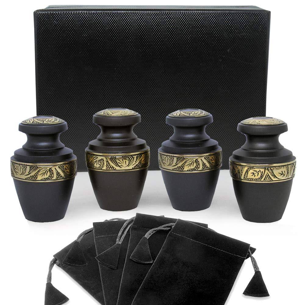Set of 4 Black Small Keepsake Urn U840