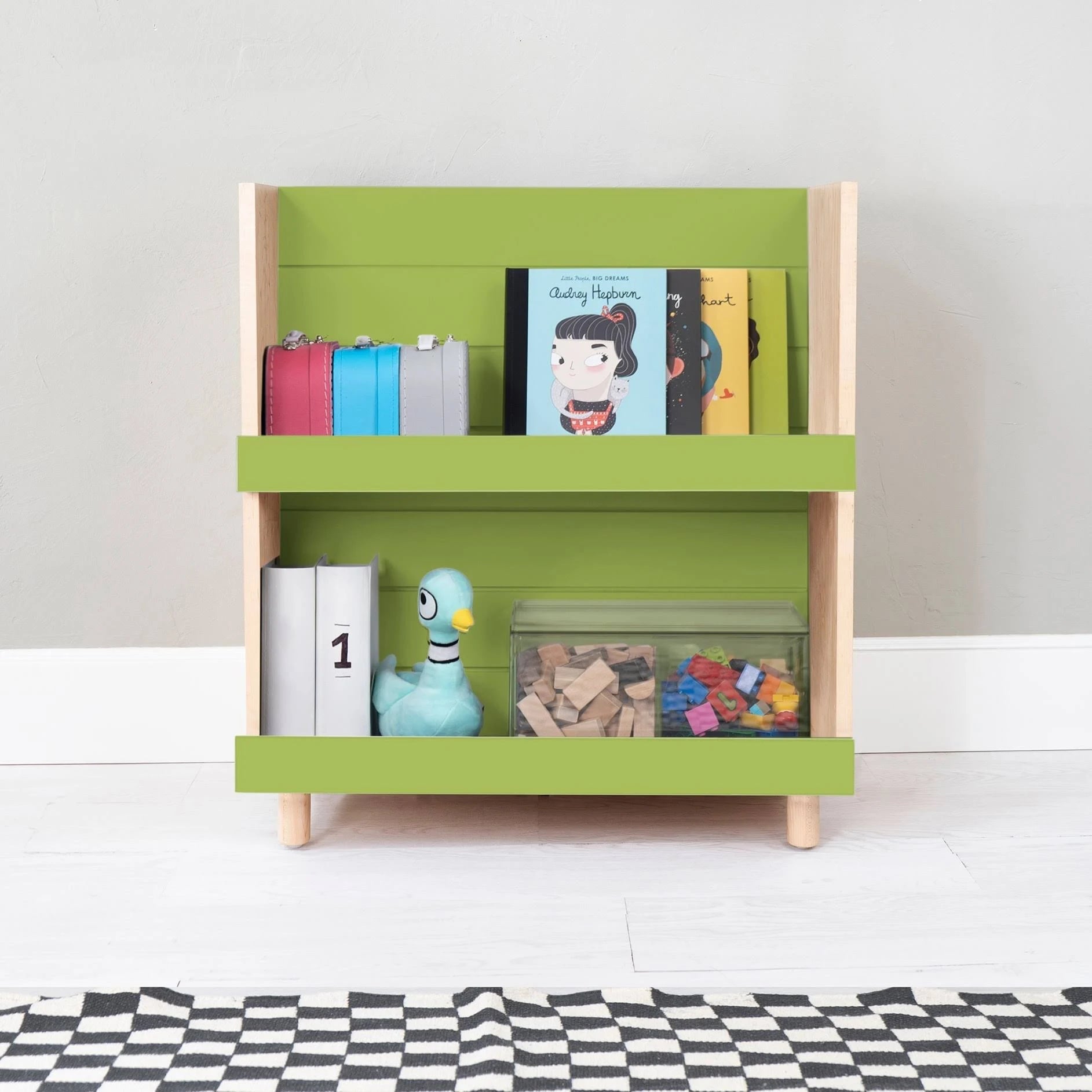 Walnut / Pacific Blue Kids Bookcase Y855064