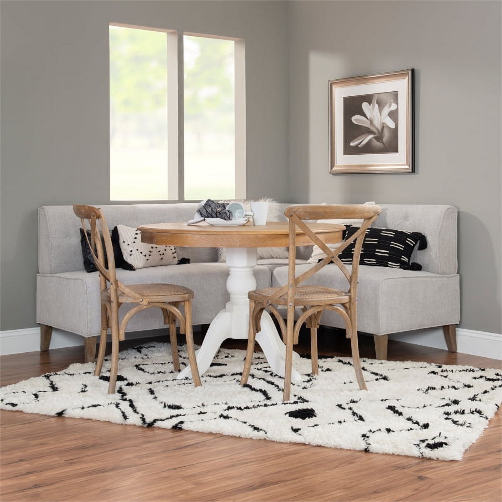 Light Gray Wooden Upholstered Corner Nook X7974