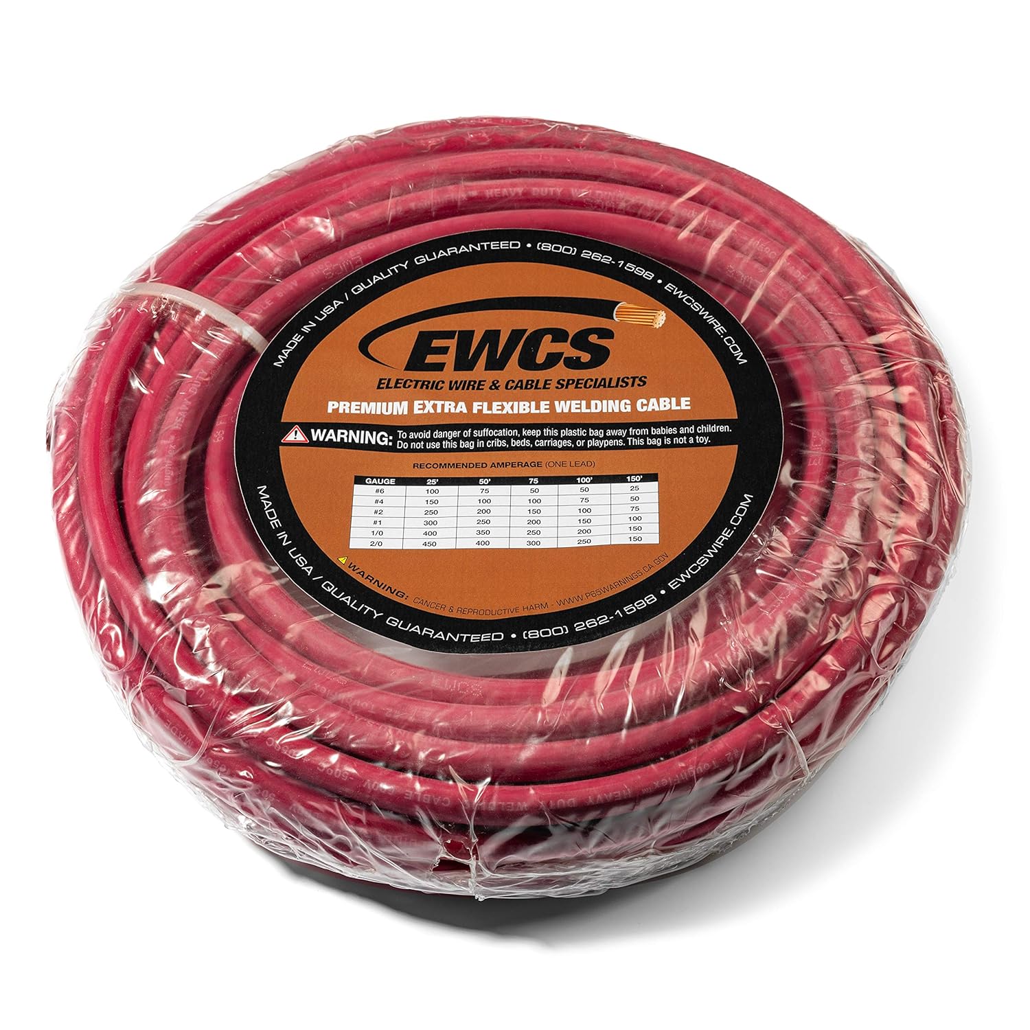 Red 25 Feet Extra Flexible Welding Cable E82955