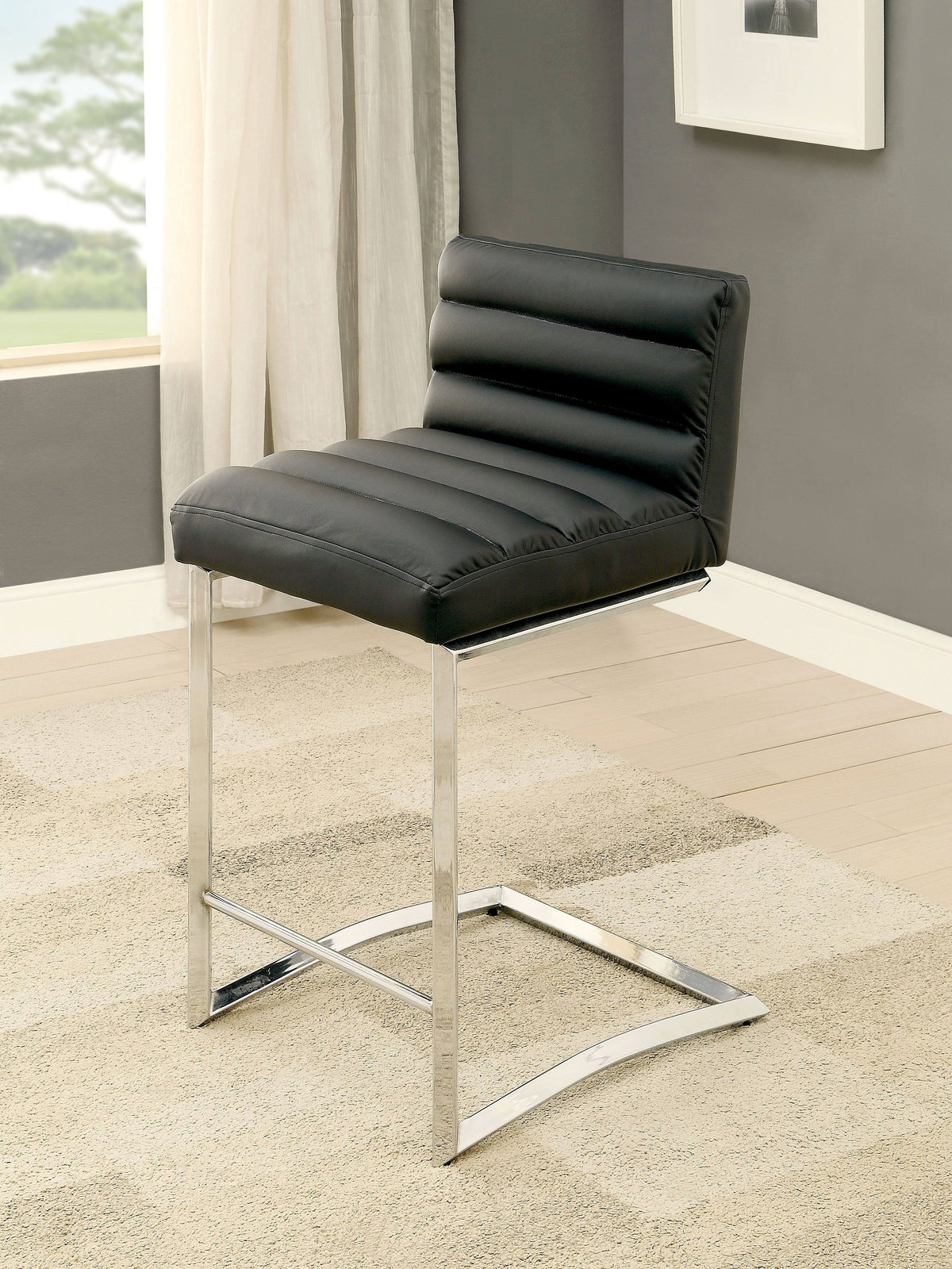 Black Leatherette Counter Height Dining Chair O3955