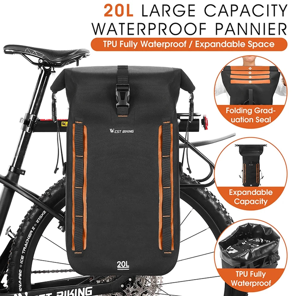 Expandable Bike Rear Storage Bag with Rack Trunk Bag N37973