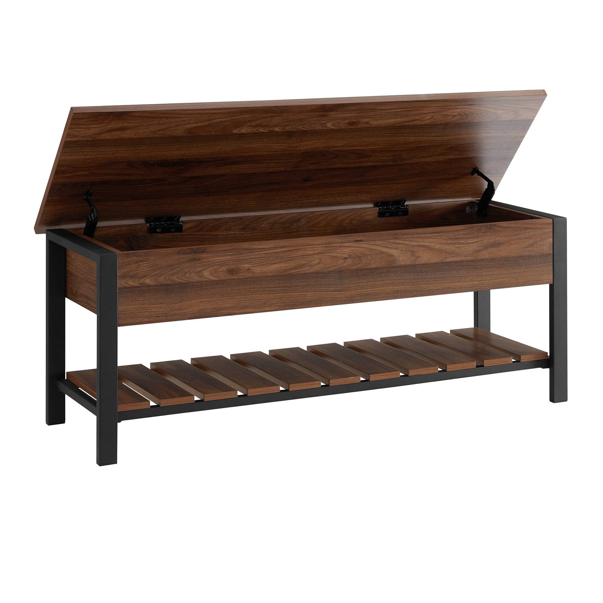 Dark Walnut Lift-Top Storage Bench H931