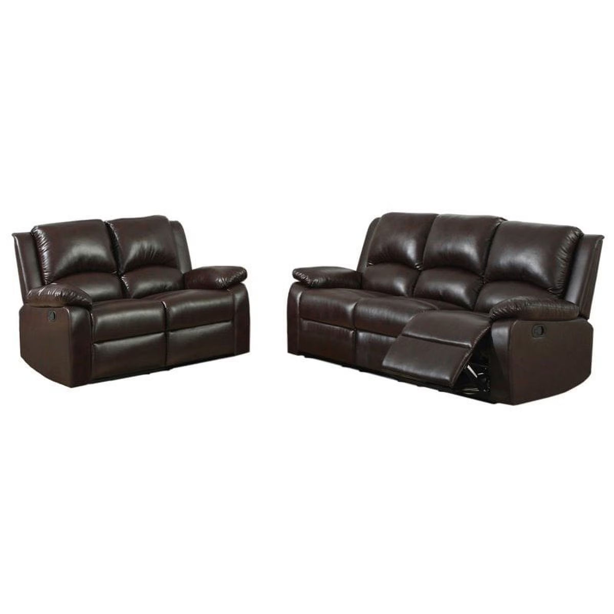 Dark Brown Faux Leather 2-Piece Sofa Set I61284