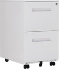 White Metal 3 Drawer Rolling File Cabinet with Lock O1286