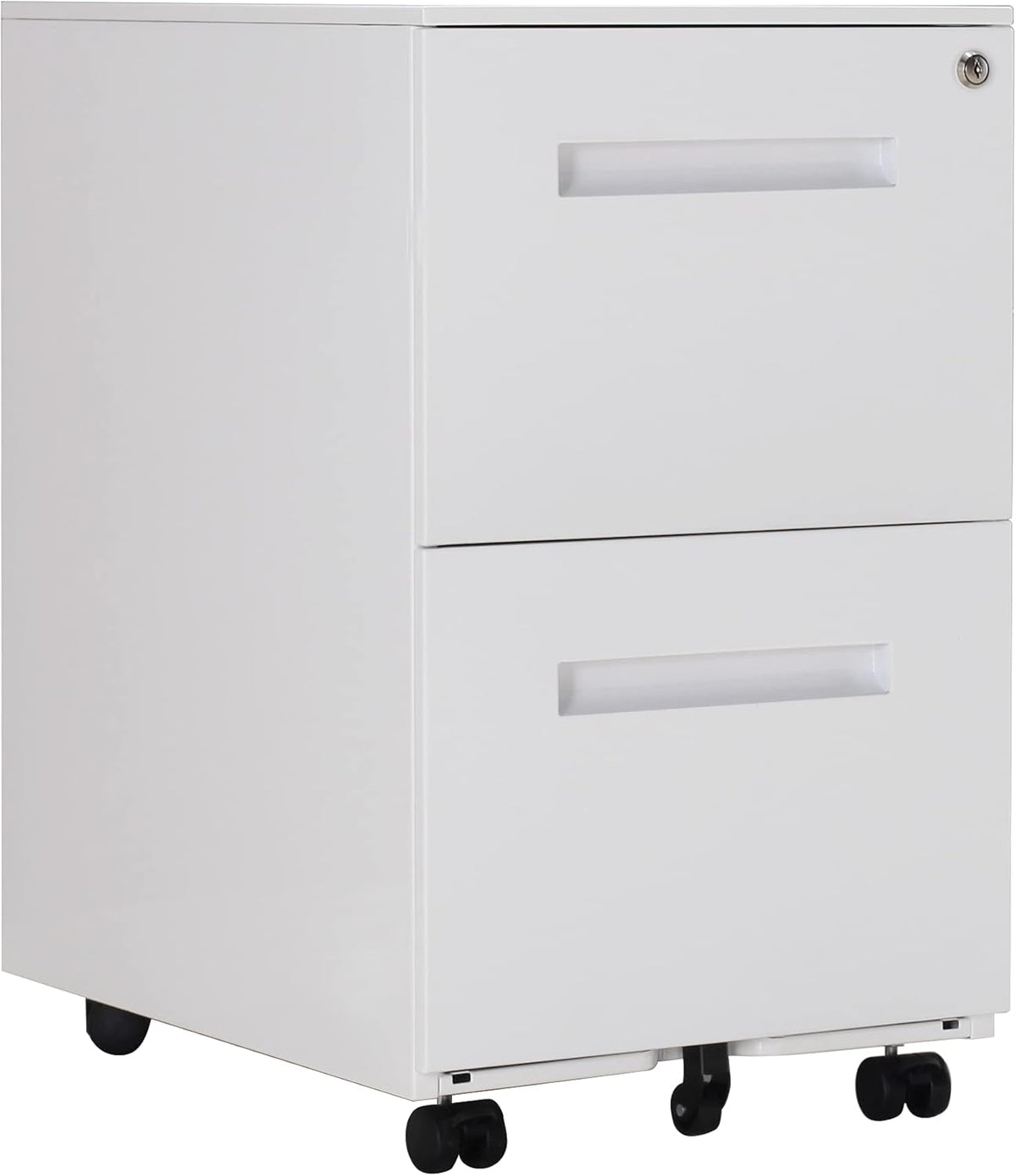 White Metal 3 Drawer Rolling File Cabinet with Lock O1286