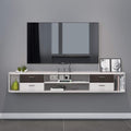 Walnut Wall Mounted Floating TV Stand with 4 Drawers H147