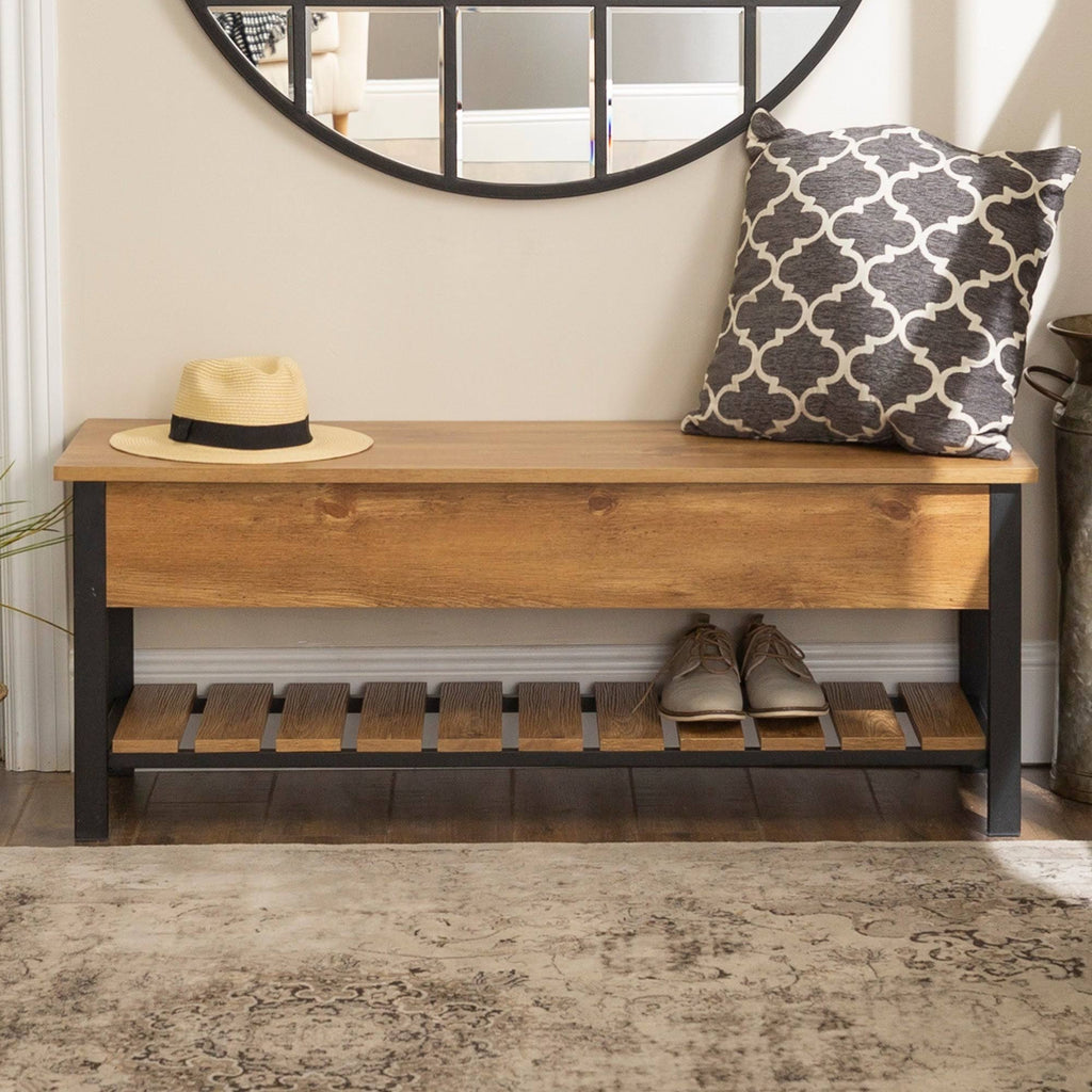 Dark Walnut Lift-Top Storage Bench H931