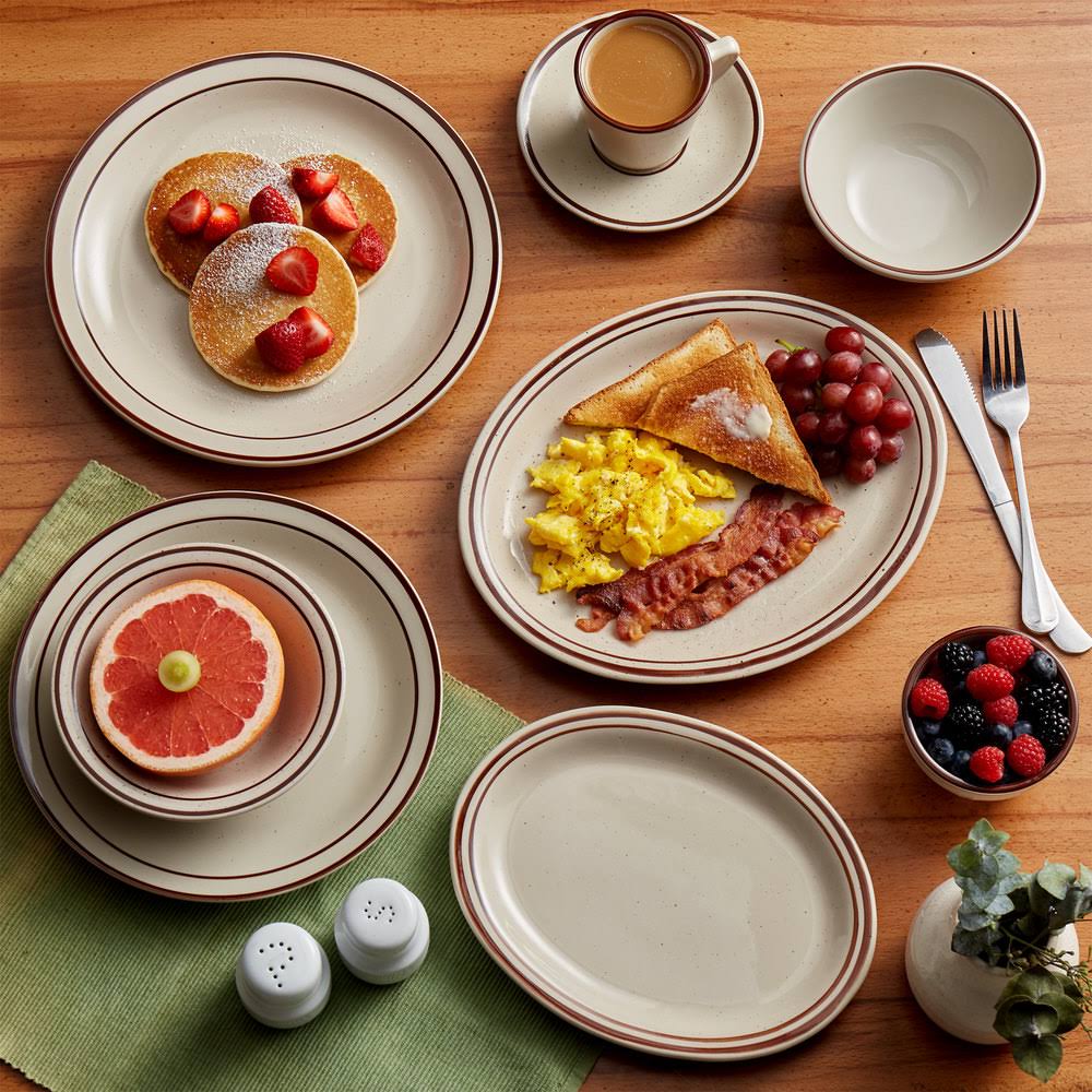 Arizona Brown Rim Speckled Stoneware Oval Platter Box of 12 Q293055