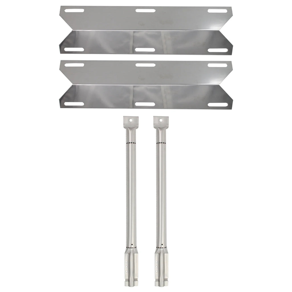 2-Pack Stainless Steel BBQ Gas Grill Tube Burner & Heat Shield Plate Replacement Parts G945