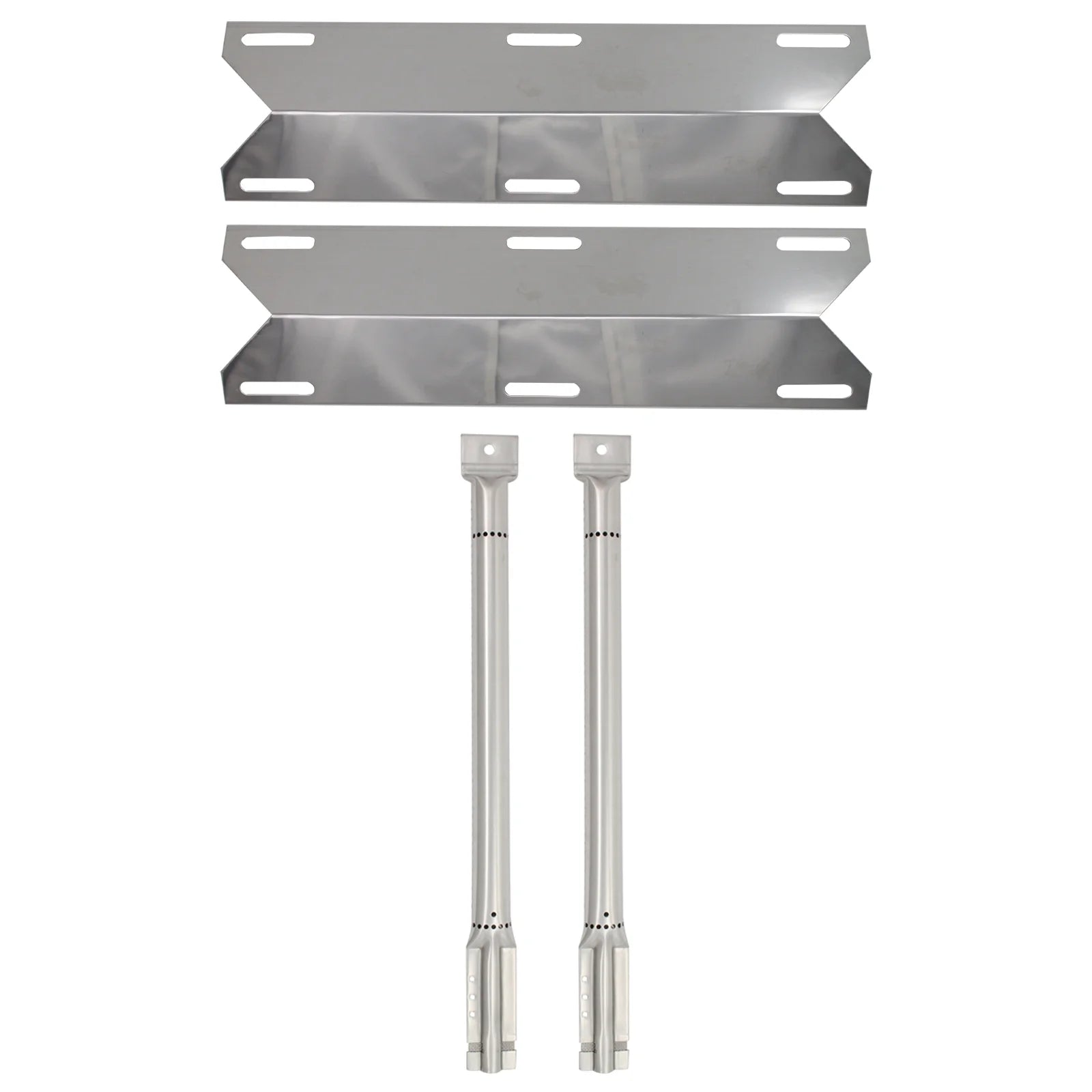 2-Pack Stainless Steel BBQ Gas Grill Tube Burner & Heat Shield Plate Replacement Parts G945