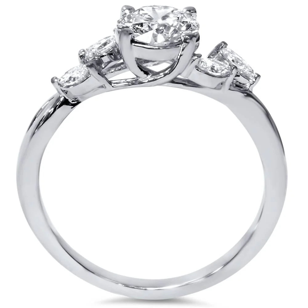Vintage Marquise Engagement Ring 14K White Gold Lab Created Diamond T242313