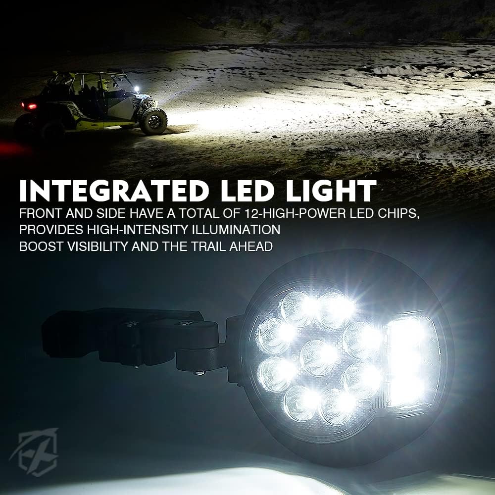 Round Aluminum Rear View Mirror with LED Spot Lights for Roll Cage Bar Q1833