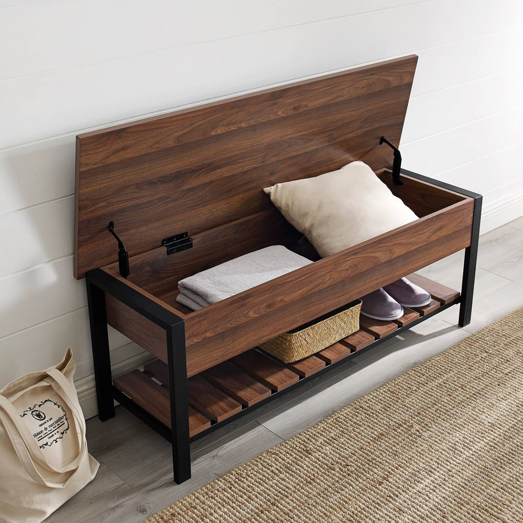 Dark Walnut Lift-Top Storage Bench H931