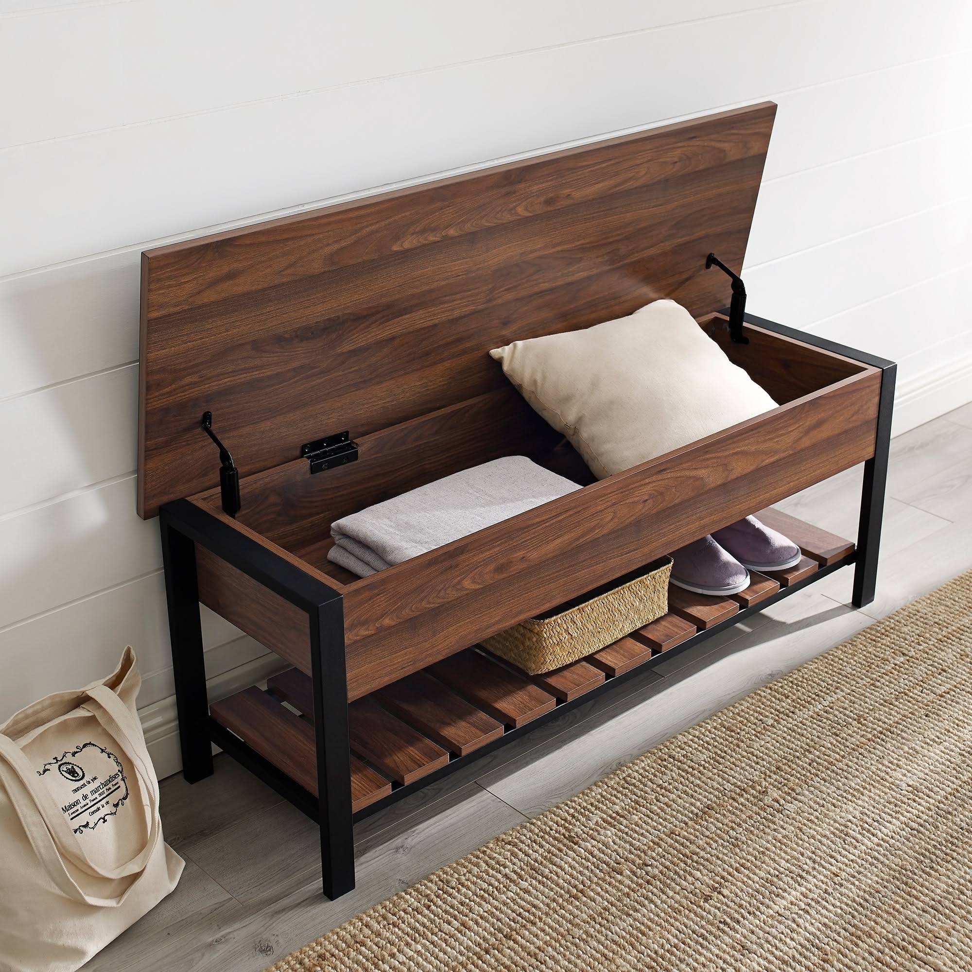 Dark Walnut Lift-Top Storage Bench H931