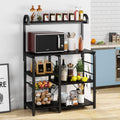 White Industrial Kitchen Cart with Wire Basket and 6 Hooks K694