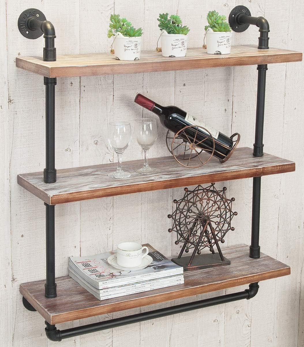Industrial Retro Wall Mounted Iron Water Pipe Shelf C8889
