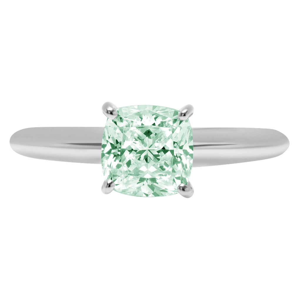 2.0ct Cushion Cut Blue Moissanite 18k White Gold Ring Size 3.75 M4155