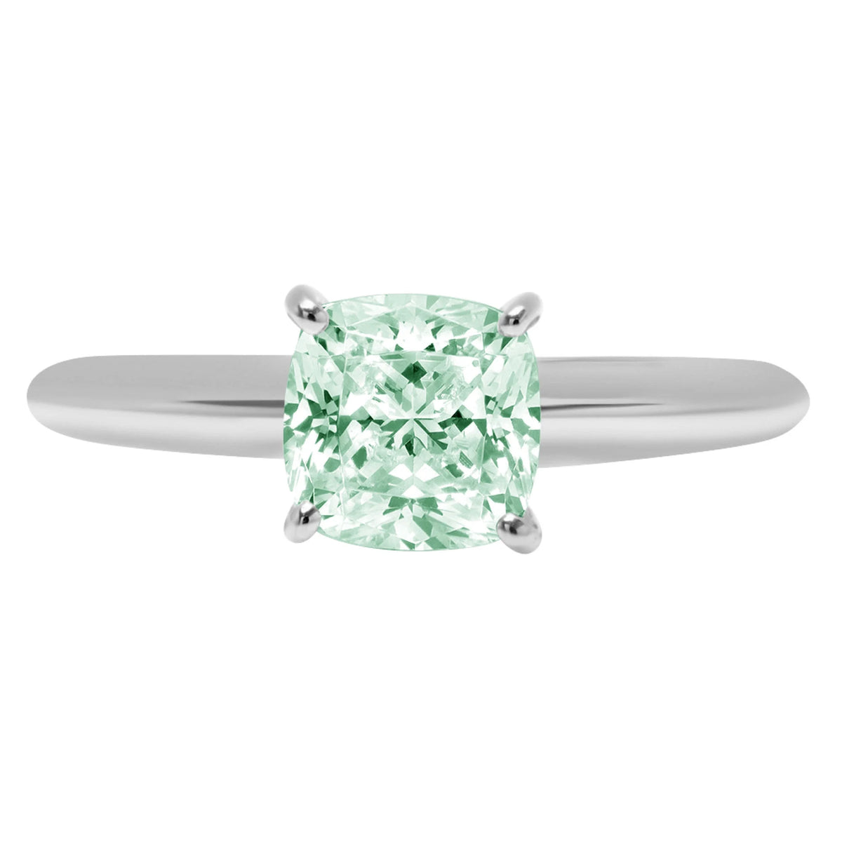 2.0ct Cushion Cut Blue Moissanite 18k White Gold Ring Size 3.75 M4155