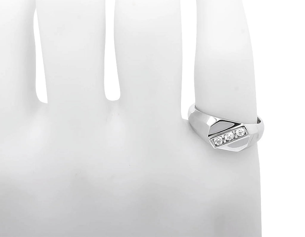 White Gold Genuine Diamond Pinky Ring Band A4808