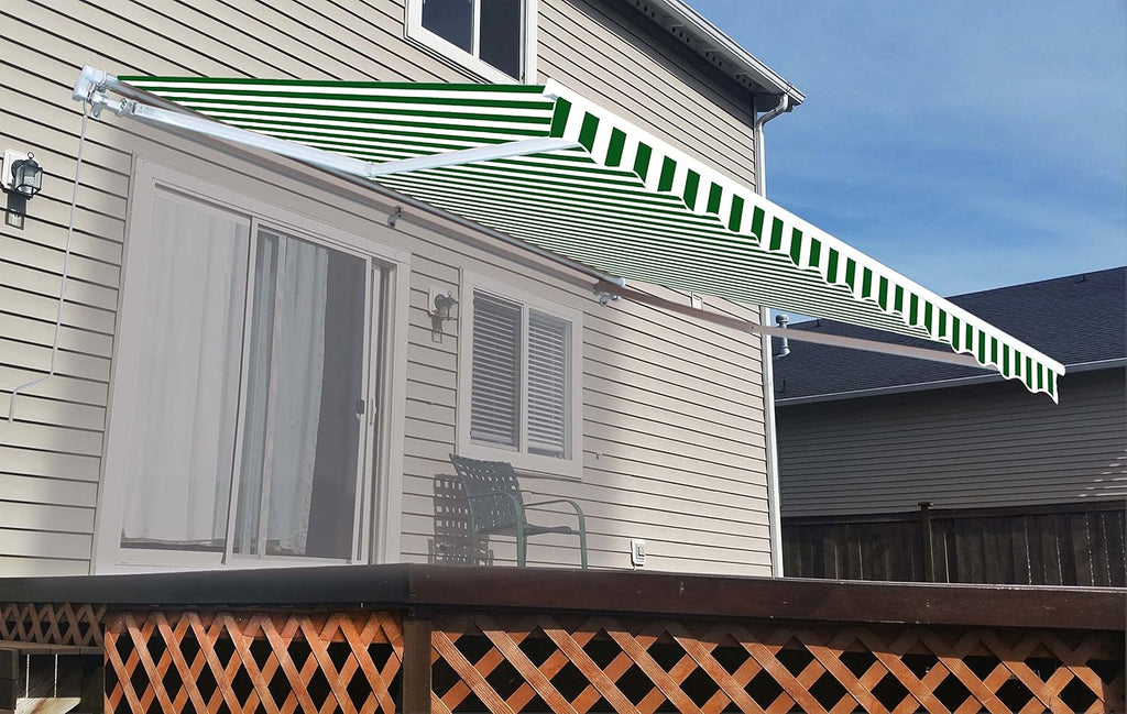 Green and White Striped Retractable Awning Fabric Replacement 13 x 10 Feet Pack of 2 C61460