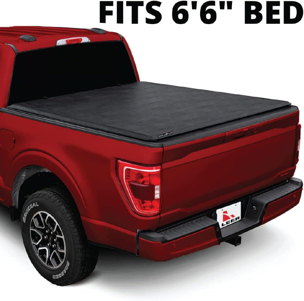 Soft Roll Up Truck Bed Tonneau Cover for 2015 - 2022 Ford F150 6.6’ Bed (Black) U47258