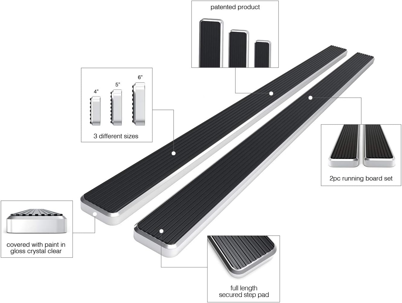 4in Running Boards for Crew Cab V349635