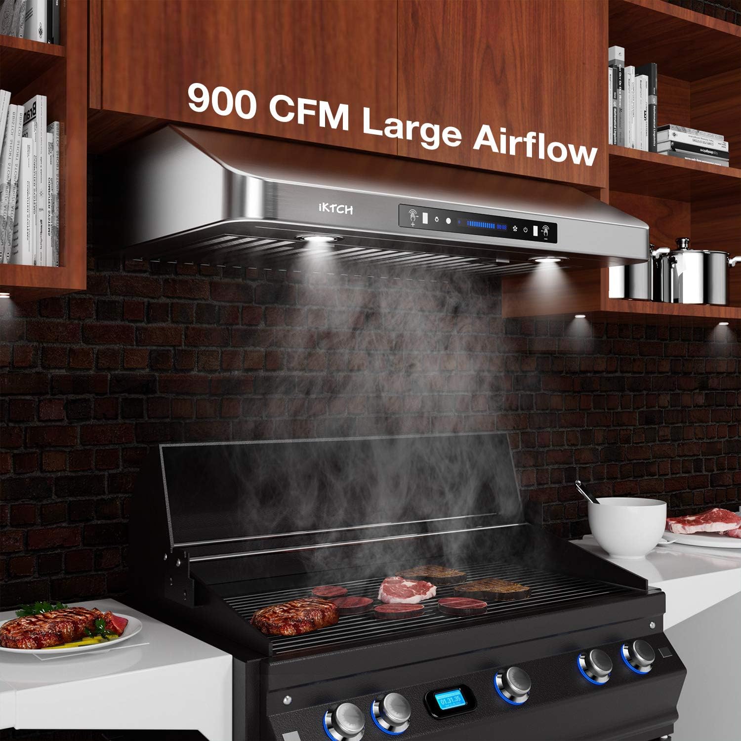 30 Inch Under Cabinet Range Hood with 900-CFM, Stainless Steel Kitchen Vent B555737