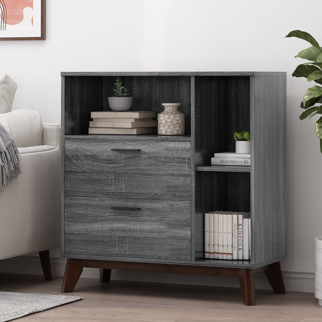 2 Drawer Cabinet Sonoma Gray Oak/Walnut P670661