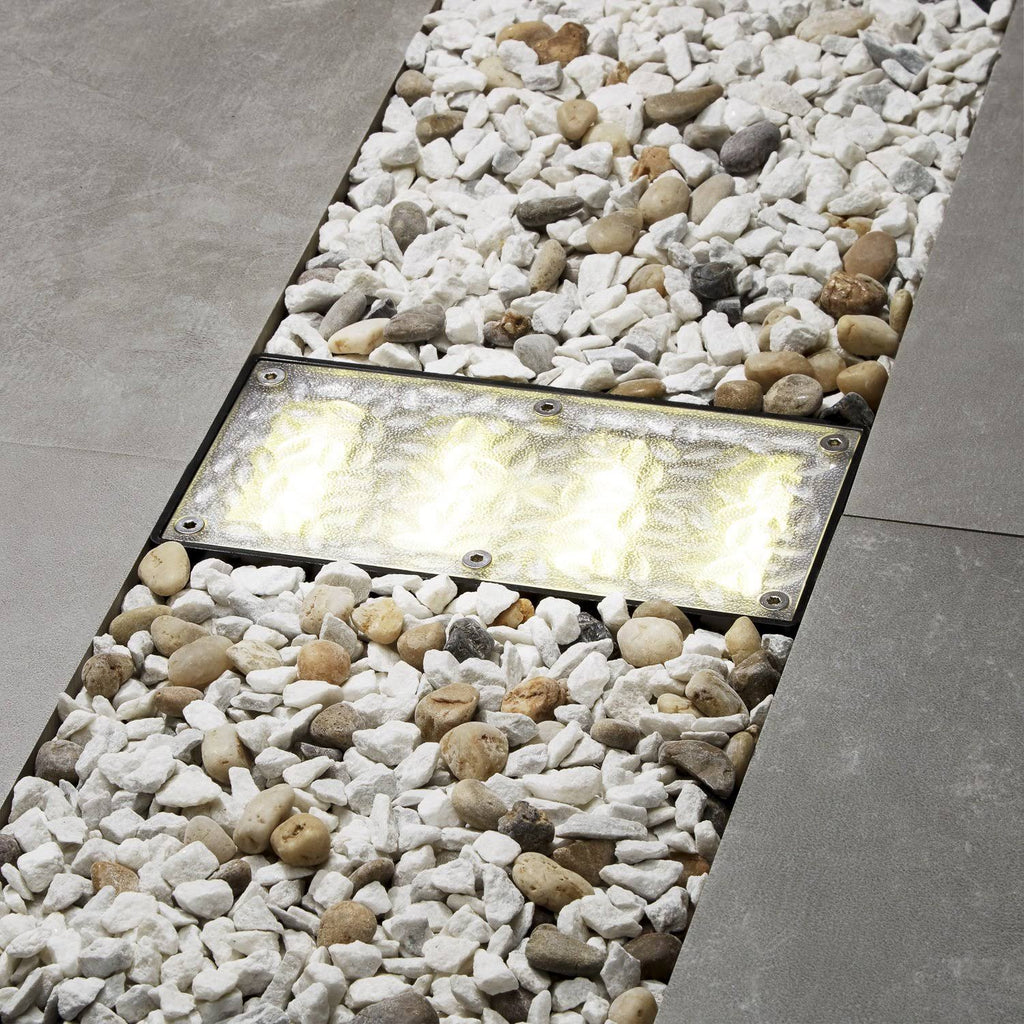 Solar Brick Landscape Path Light, 8x4 Recessed Polyresin Paver, 12 Warm White LEDs X8117