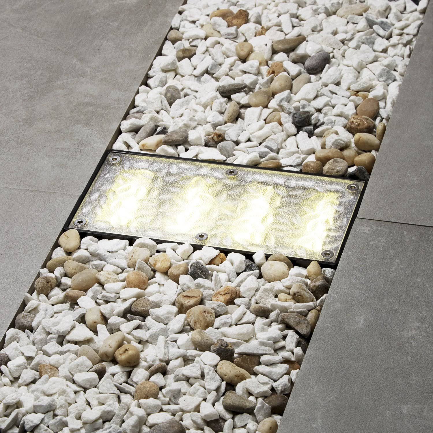 Solar Brick Landscape Path Light, 8x4 Recessed Polyresin Paver, 12 Warm White LEDs X8117