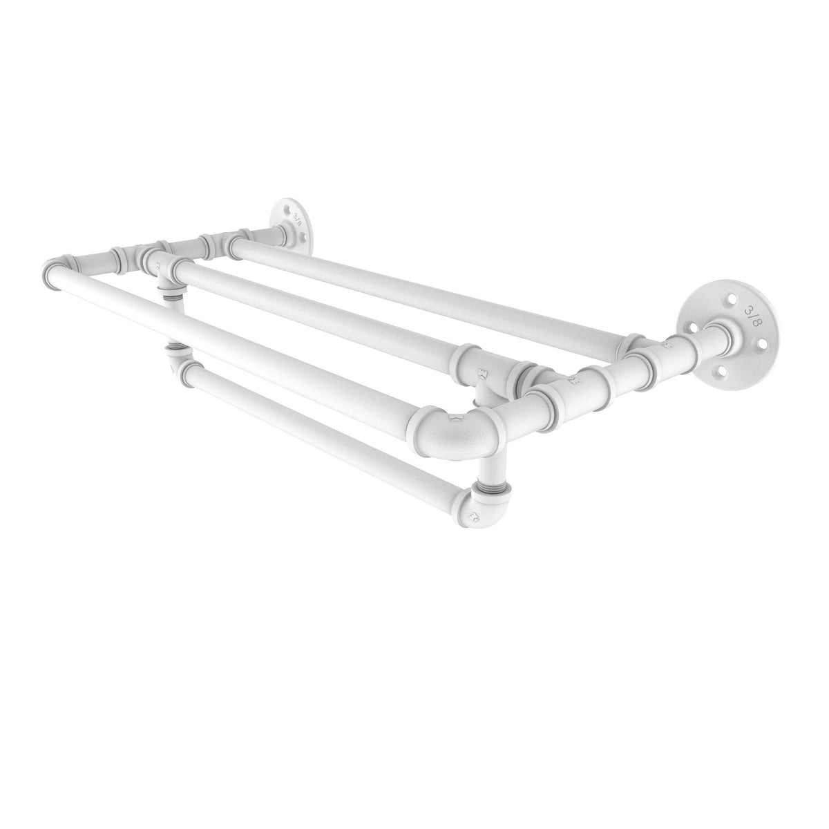 Matte White 18 inch Wall Mounted Towel Shelf with Towel Bar M226546